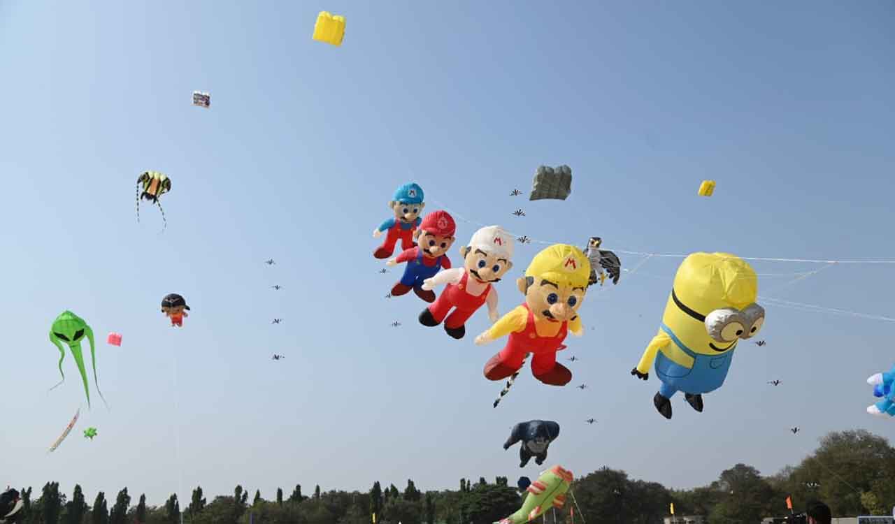 Azure skies of Hyderabad provide perfect canvas for seventh edition of International Kites Festival