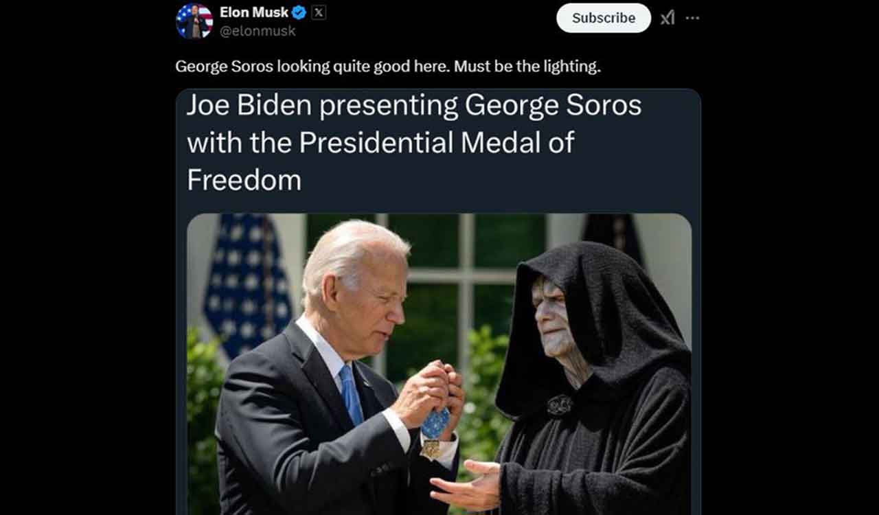 Musk joins memes war after Biden presents Presidential award to George Soros