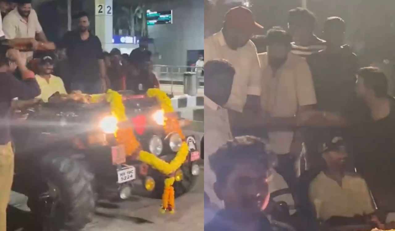 Watch: Nitish Reddy arrives in hometown, receives hero’s welcome