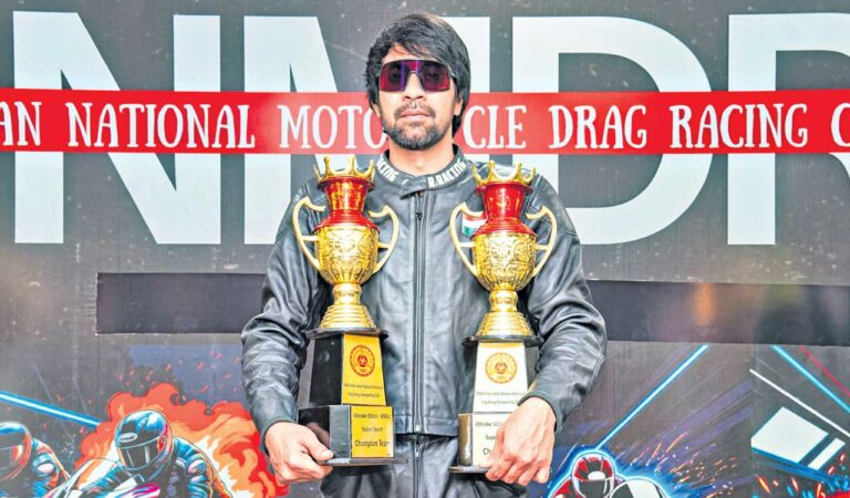 Hyderabad rider Md Riyaz at the Madras International Circuit in Chennai.
