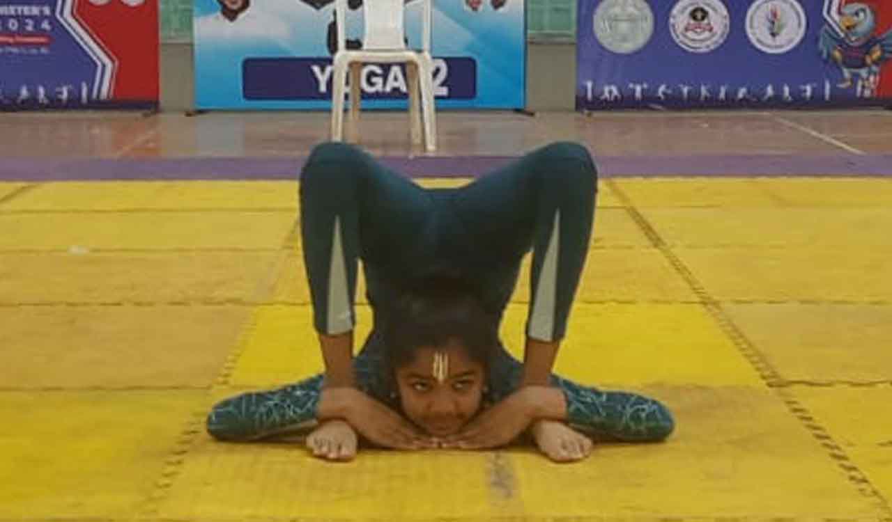 Sri Vaishnavi wins Gold Medal at CM’s Cup in under 14 Yogasana Rhythmic Yoga Sports Championship 2024