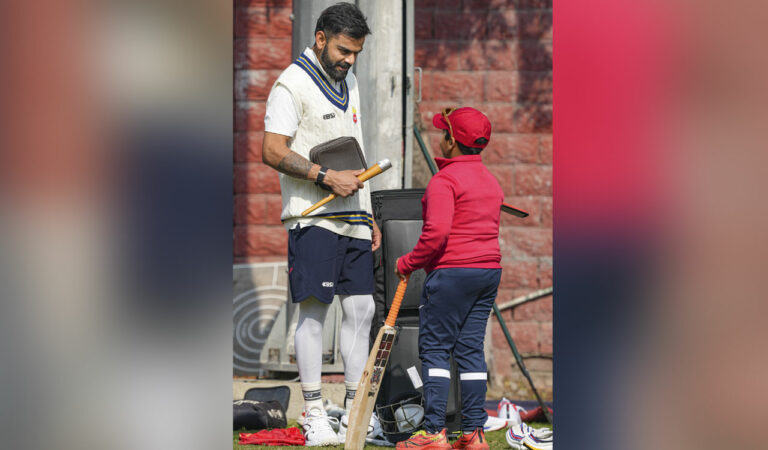 Delhi player Virat Kohli during a training session at the Arun Jaitley Stadium, in New Delhi, on Tuesday. Photo: PTI