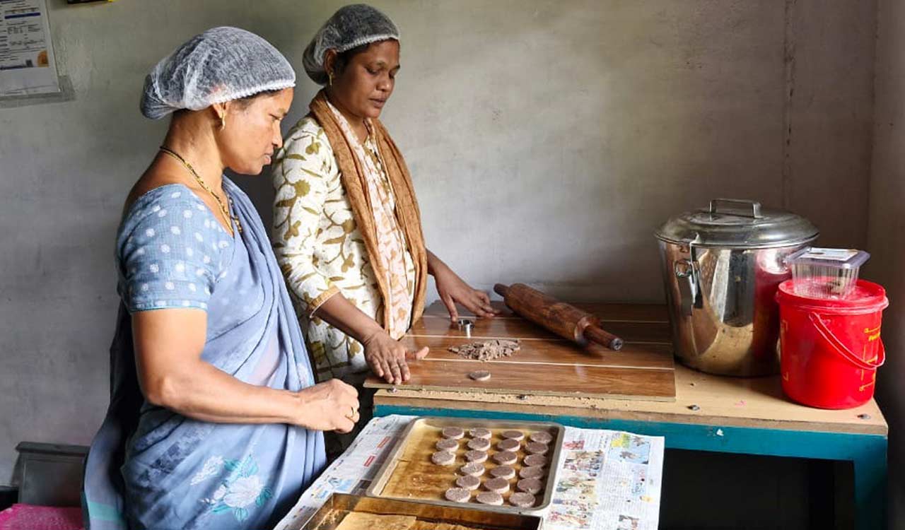 Tribal women in Telangana’s Bhadrachalam script success story baking millet biscuits