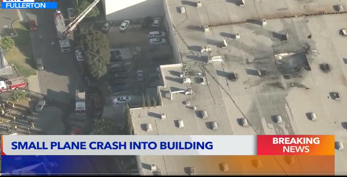 Small plane crashes into rooftop in California, two killed 18 injured