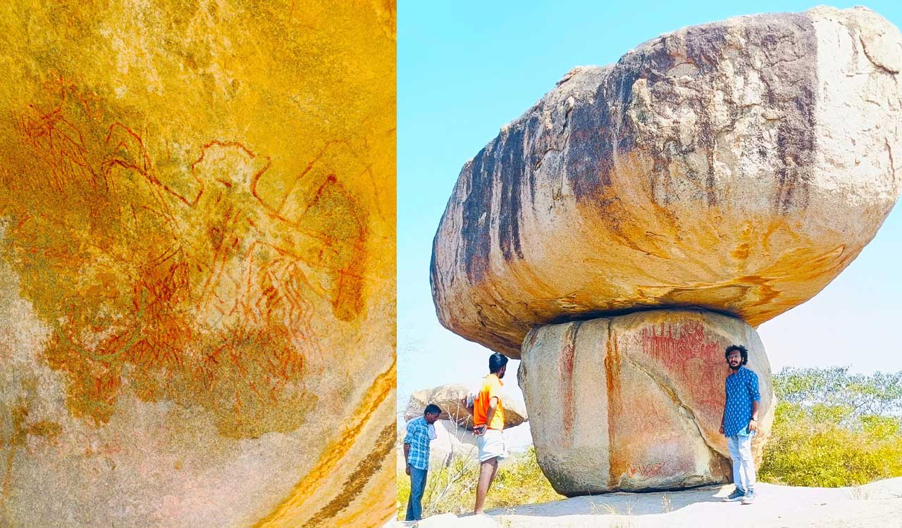 Three new rare rock paintings found in this district in Telangana