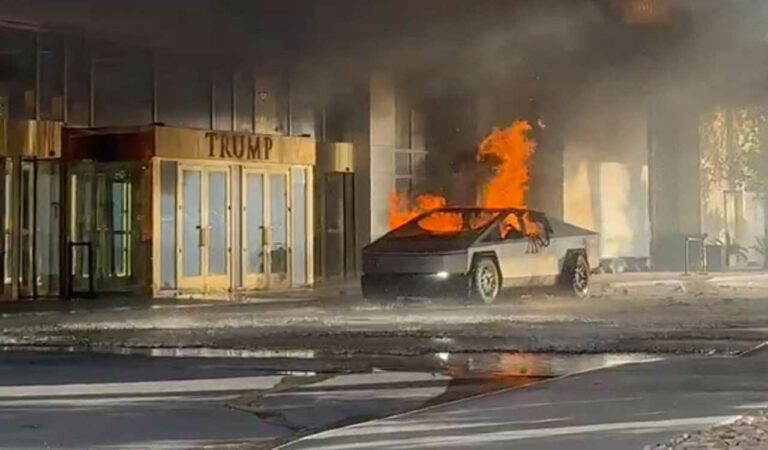 Firework mortars, gas cannisters inside Tesla that exploded outside Trump’s hotel