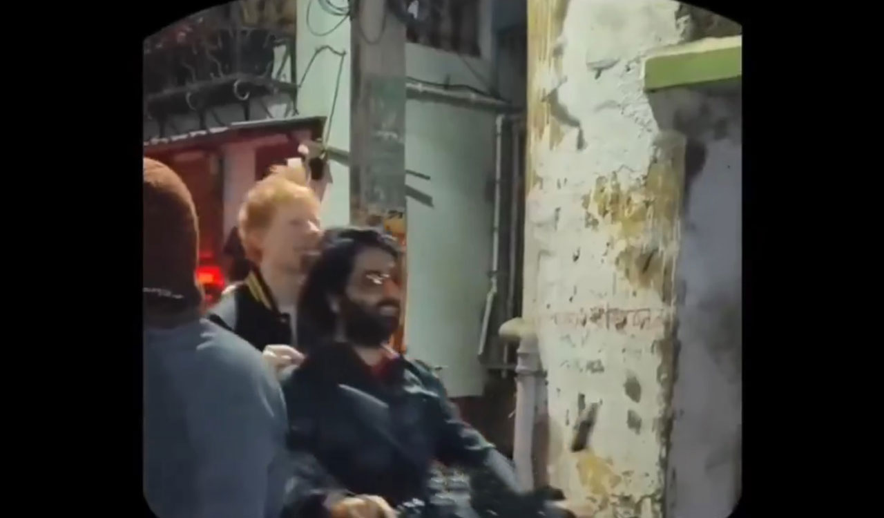 Ed Sheeran spotted on a scooter ride with Arijit Singh