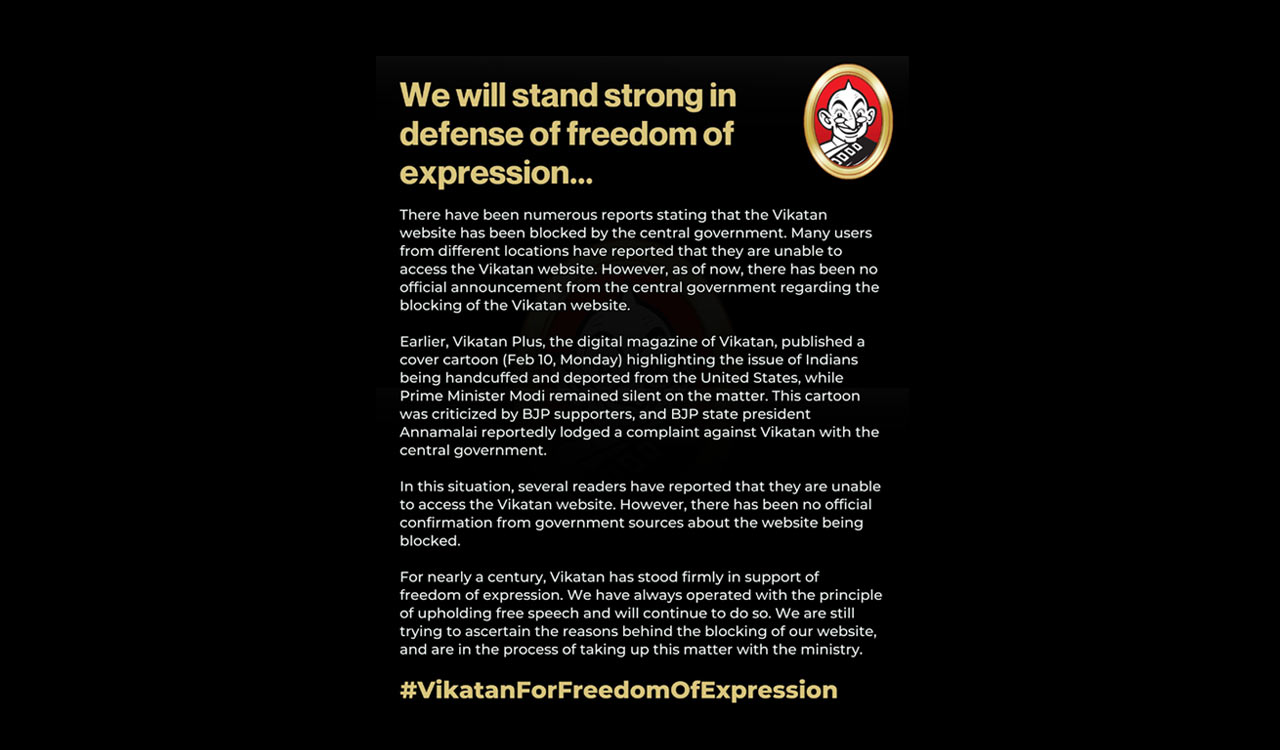BJP’s cartoon complaint sparks outrage: Vikatan website blocked, DMK slams ‘fascist’ censorship