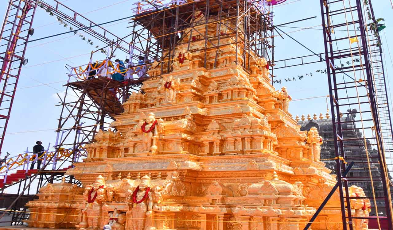 Telangana: Gold plated Vimana Gopuram of Sri Lakshmi Narasimha Swamy temple unveiled