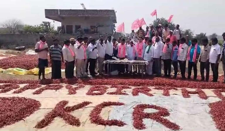 Farmers at Kasna thanda in Palair Assembly constituency extended birthday wishes to former Chief Minister K Chandrashekhar Rao in an innovative way.