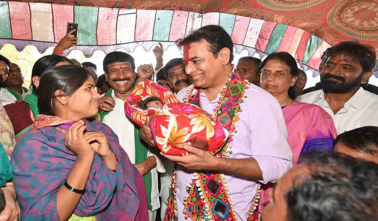 KTR names Lagacherla tribal farmer’s daughter; gets grand welcome in Revanth Reddy’s constituency