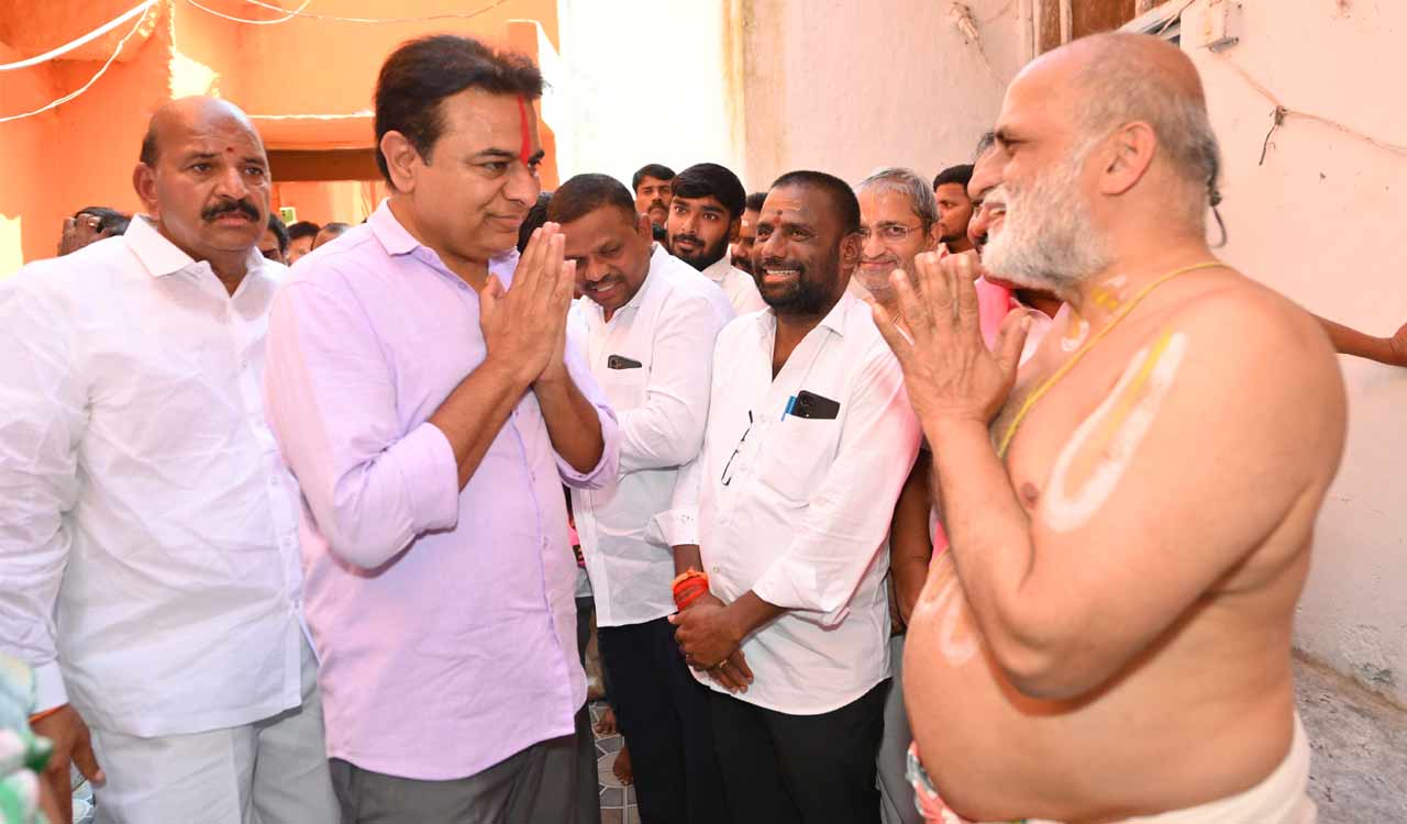 KTR calls on Chilkur chief priest, slams Congress govt over law and order deterioration