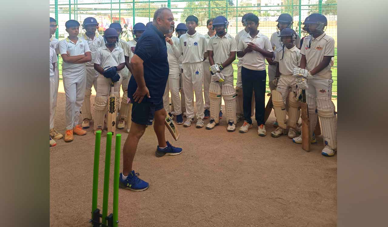 Legendary coach Dav Whatmore trains budding cricketers at free coaching camp in Hyderabad