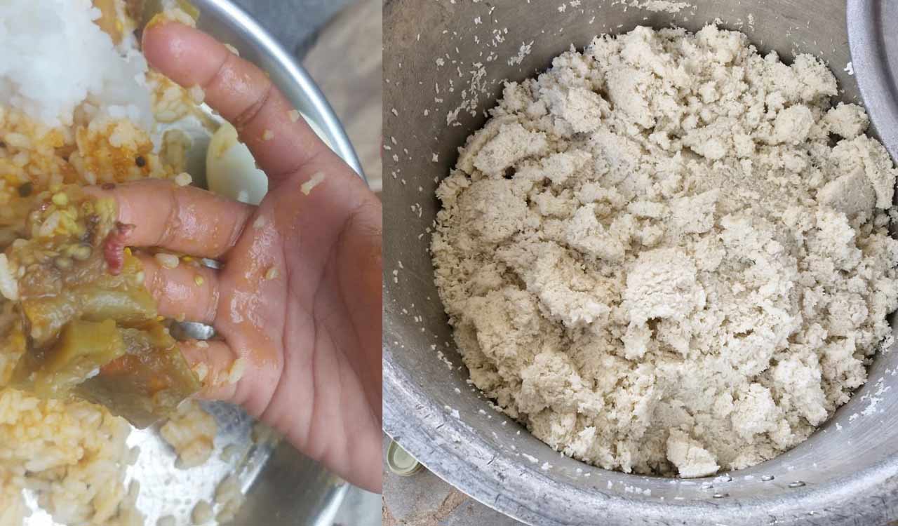 Mid-day meals, infested with worms, served to students at Kondapur govt school