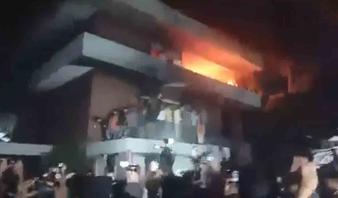 Watch: Mob sets Bangladesh founder Sheikh Mujibur Rahman’s house on fire in Dhaka during Hasina’s live online speech