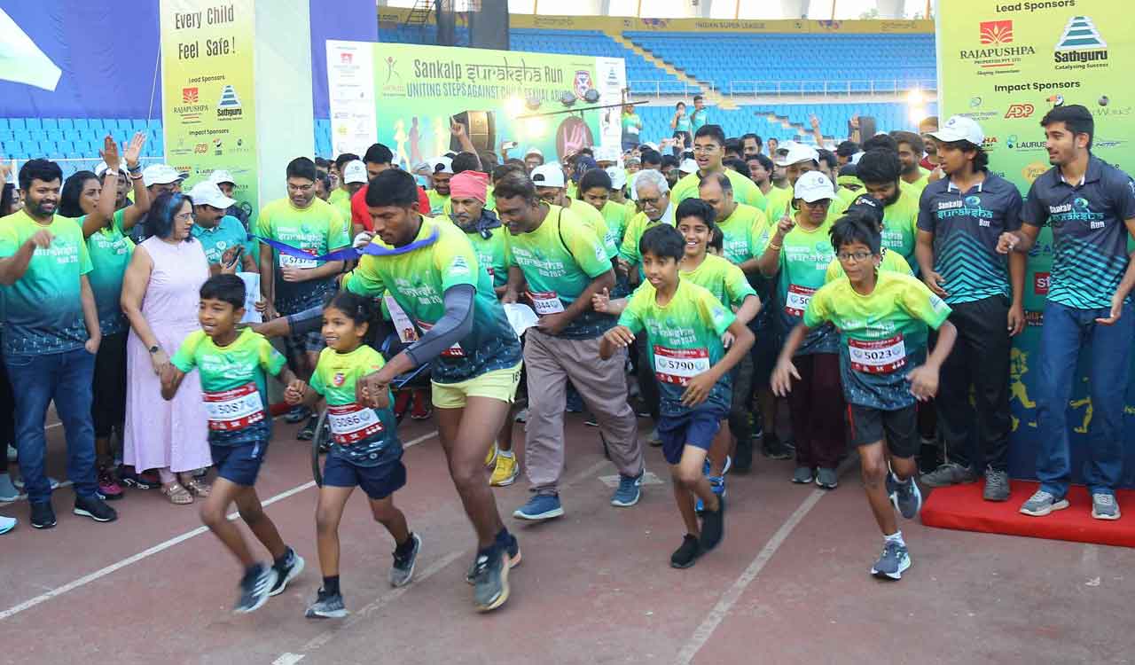 Hyderabad: Sankalp Suraksha Run organised for awareness on child safety