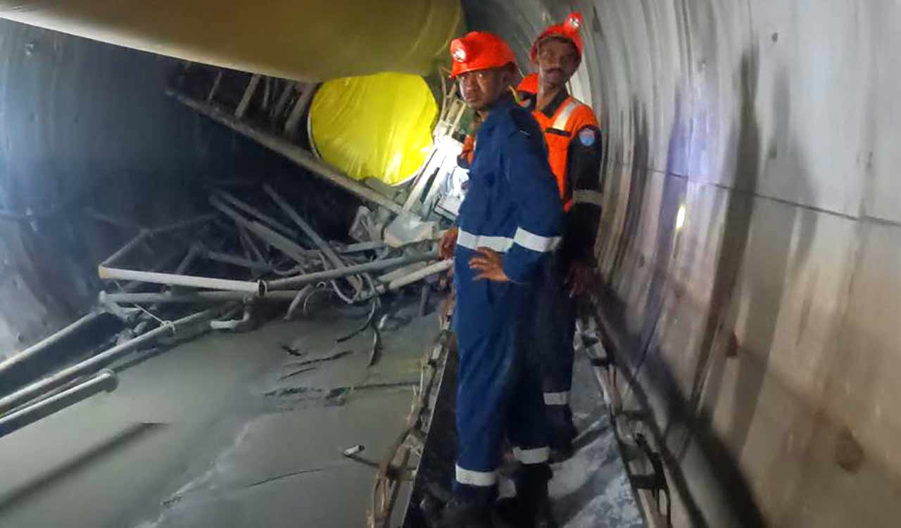 SLBC Tunnel Collapse: Hand of a trapped worked spotted inside tunnel