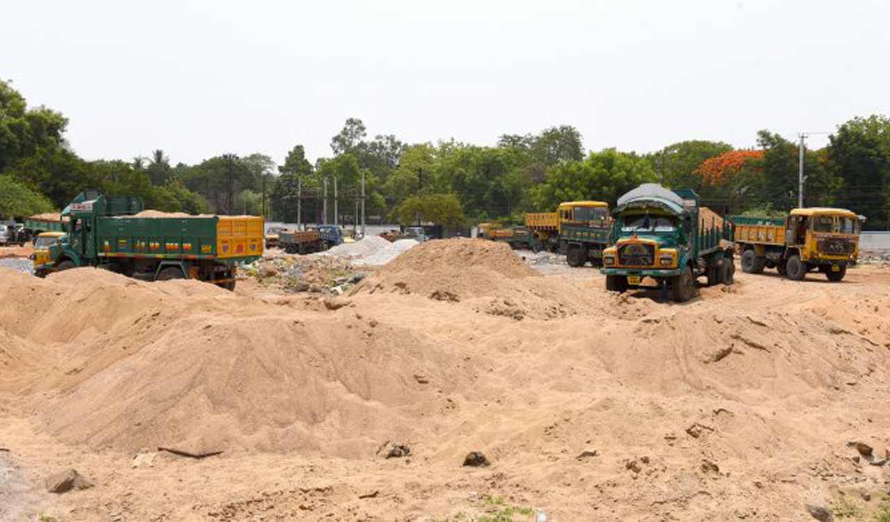 Sand stored illegally in three places seized in Telangana’s Nirmal