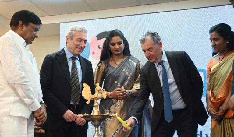 Founder of Sleep Therapeutics Harshini Errabelli with others during the opening of their new branch at Kukatpally.