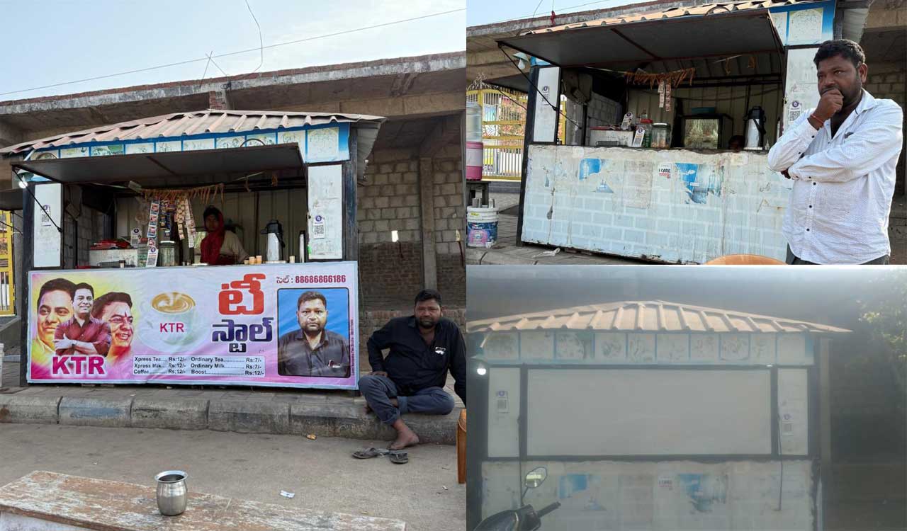 Tea stall shut down for displaying KTR’s photo in Sircilla; Collector faces backlash