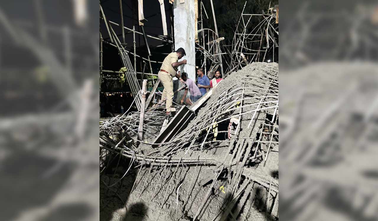 Watch: Slab of under construction block collapses in University of Hyderabad; three injured
