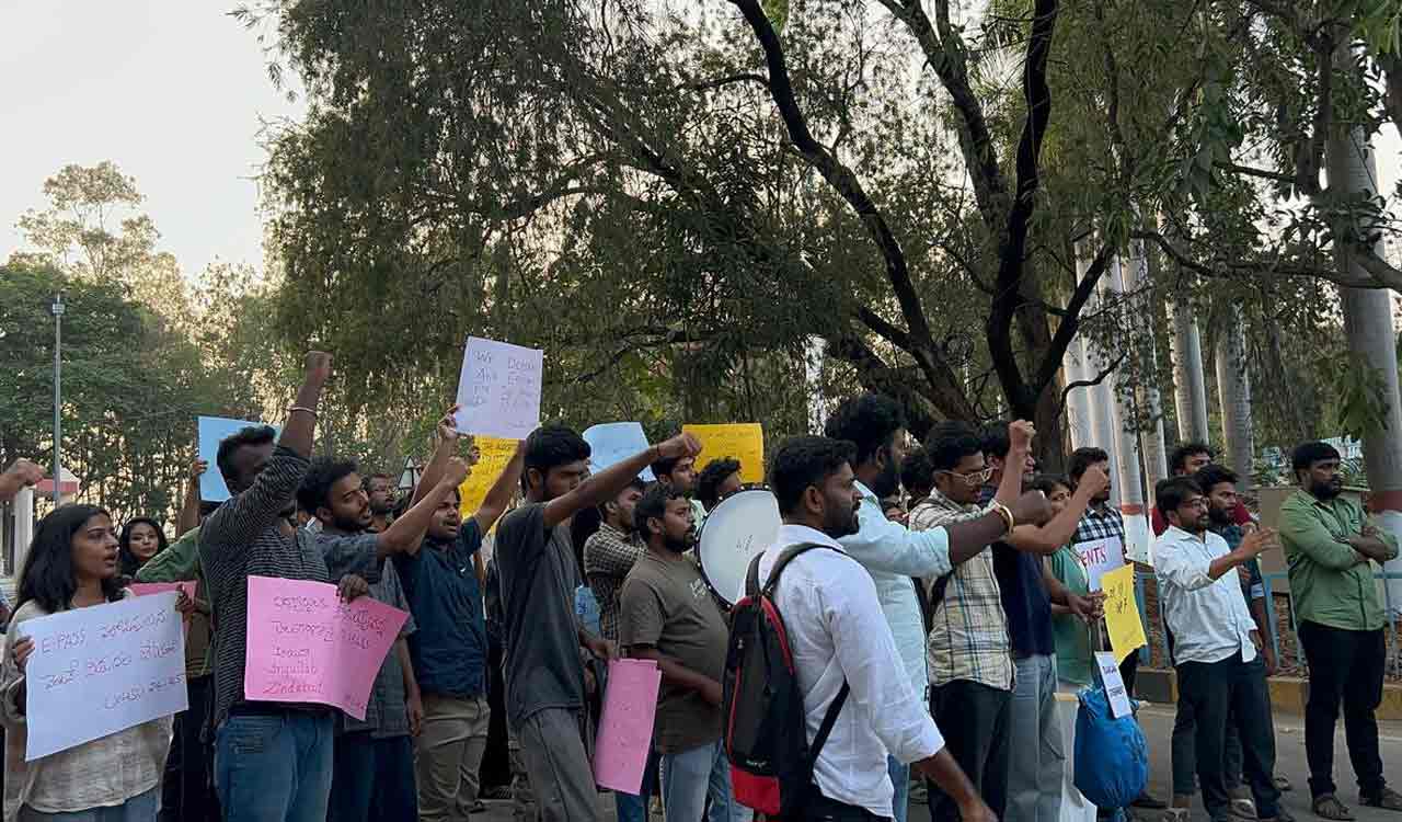 University of Hyderabad students protest over pending scholarships
