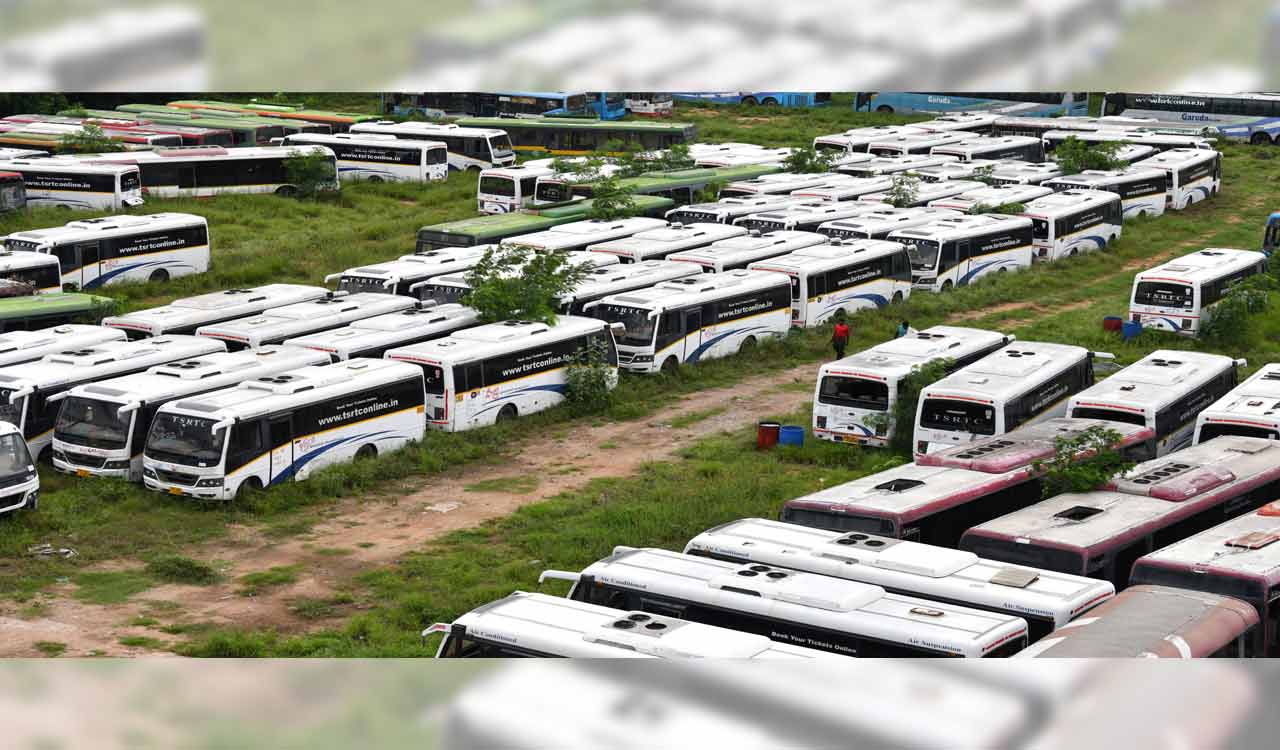 Telangana State RTC ‘Vajra’ mini buses lying idle, unused