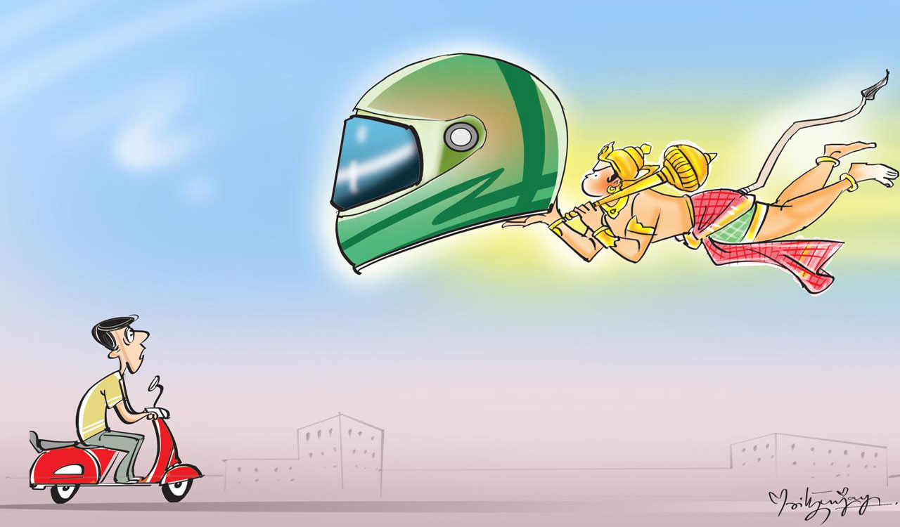 Namasthe Telangana cartoonist Mrityunjay Chiluveru wins first prize in national level competition