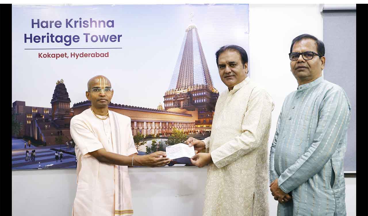 Sri Narsing Cloth Emporium donation to Hare Krishna Heritage Tower Project