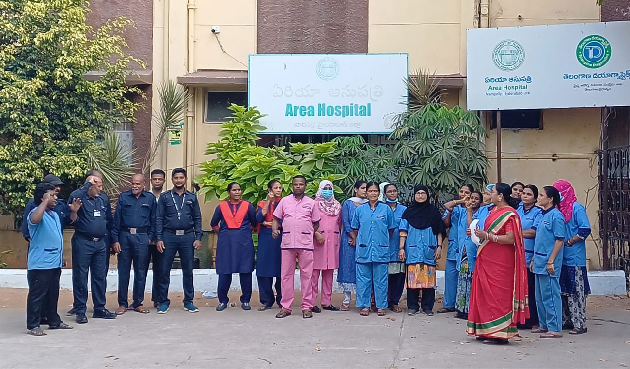 TVVP employees protest in Hyderabad; Demand release of their pending salaries