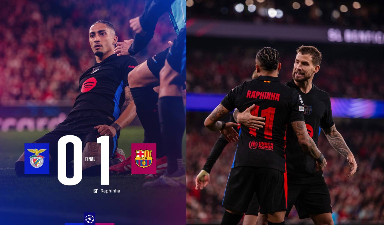 Champions League: Raphinha’s screamer seals victory as 10-man Barcelona stuns Benfica
