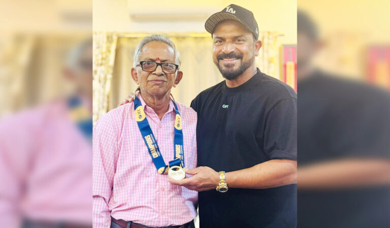 Fielding Coach T Dilip With His Father
