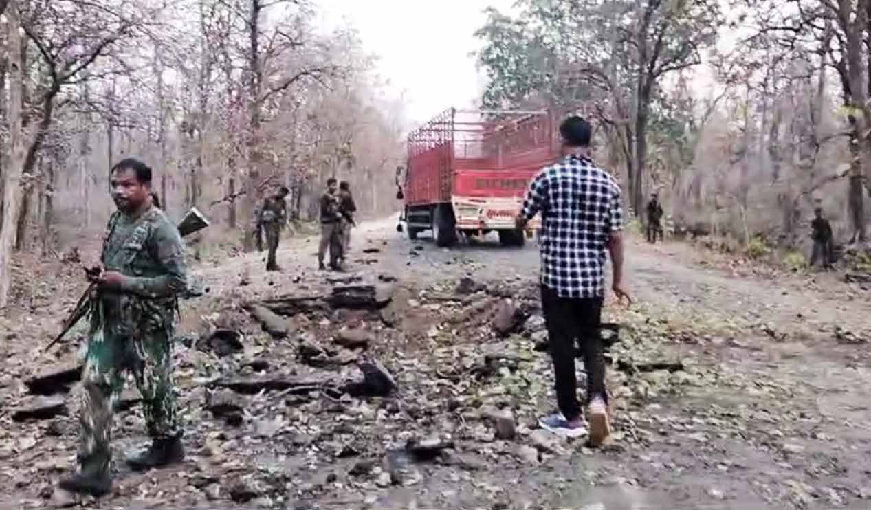 Watch: Lucky escape for security personnel after Maoists trigger IED blast on NH 63 in Chhattisgarh