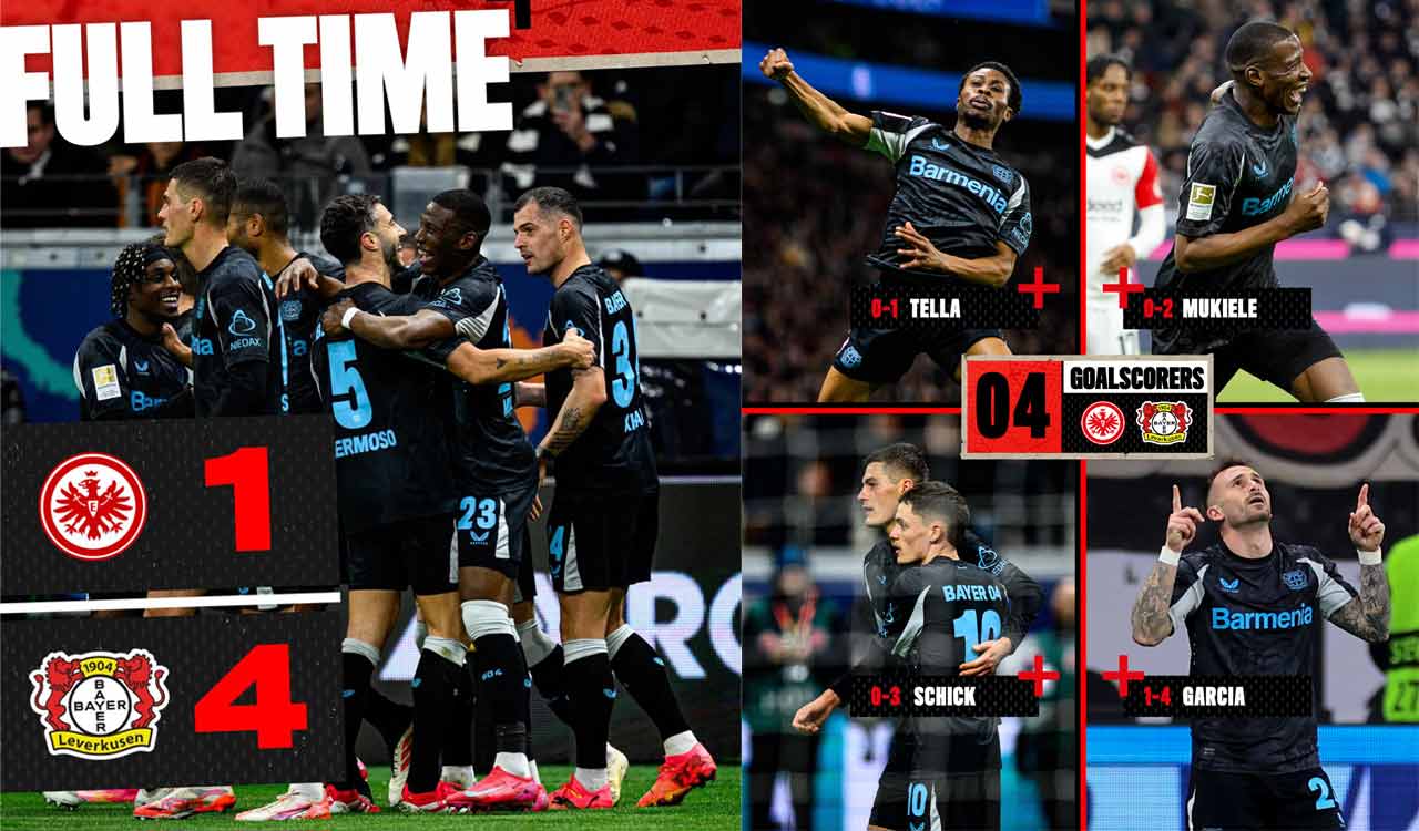 Bayer Leverkusen thrashes Eintracht Frankfurt 4-1 with three-goal blitz in seven minutes