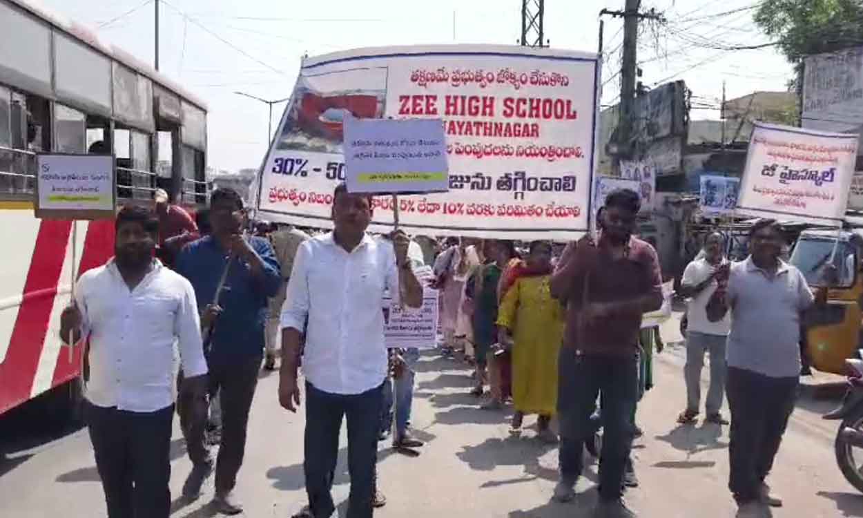 Parents protest exorbitant school fee hike in Hyderabad