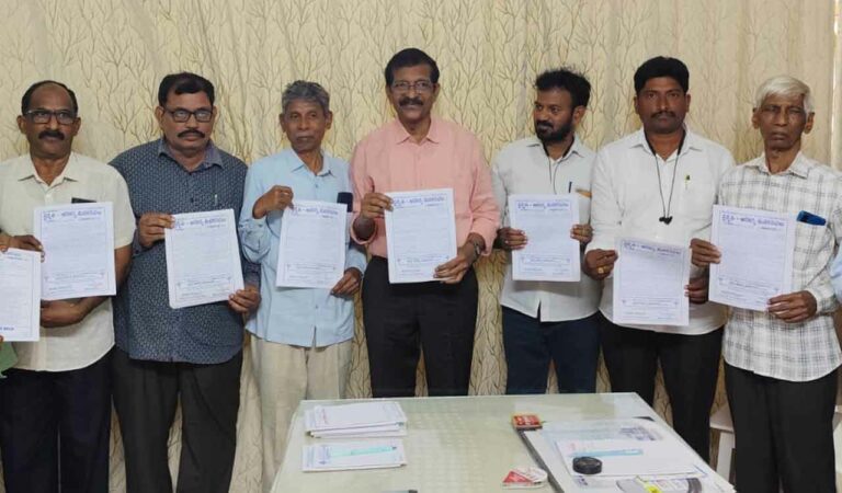 Prakruti Ashram office bearers releasing a publicity poster of Arogya Mahasabha.