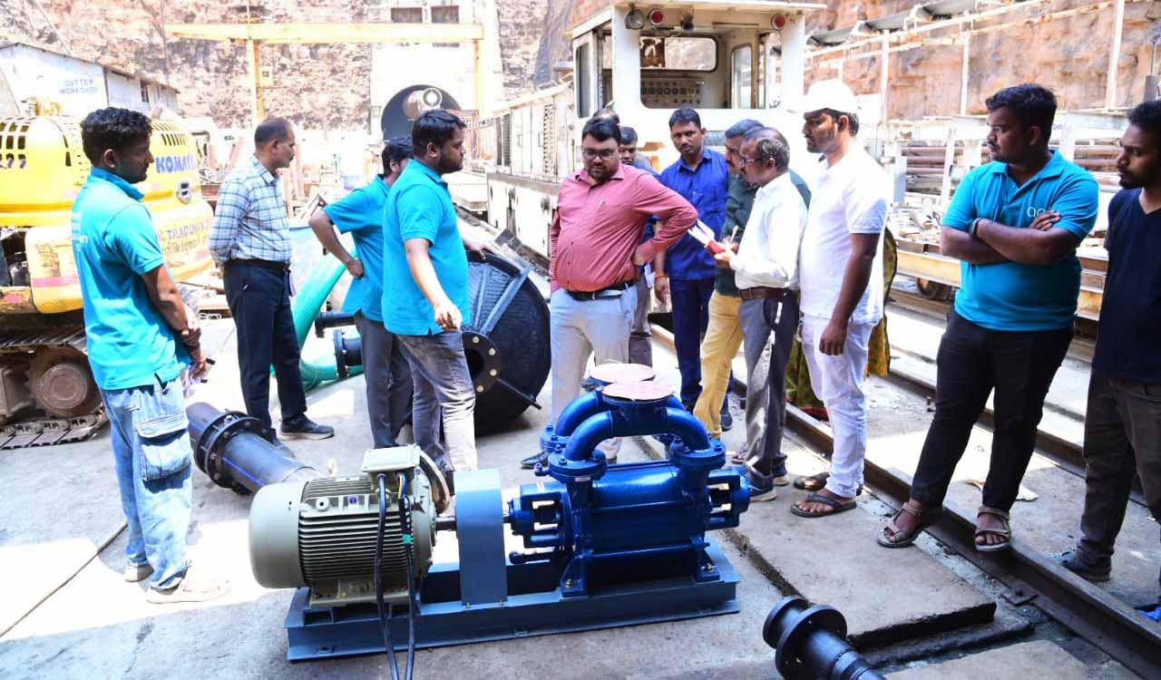 SLBC tunnel: High-powered vacuum pump being used to remove debris
