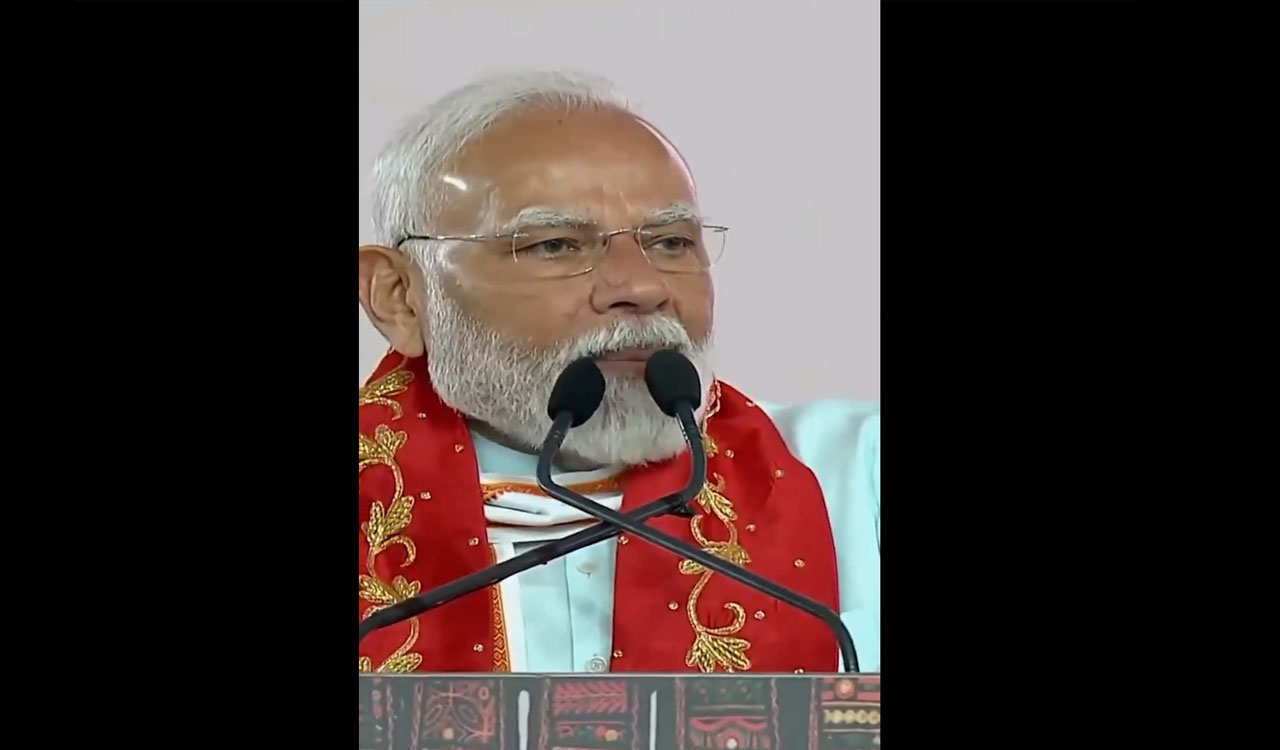 PM Narendra Modi interacts with beneficiaries at ‘Lakhpati Didi Sammelan’ in Gujarat