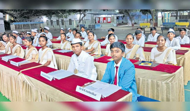 Telangana: Mock Indian Constituent Assembly organised at Montessori School, Alampur.