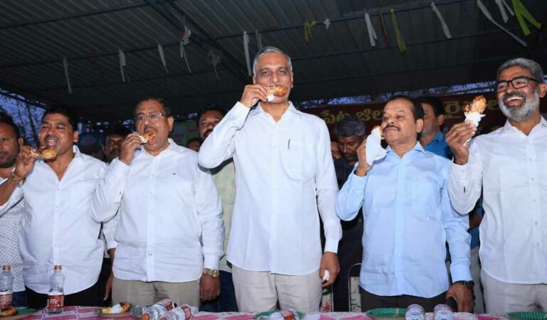 Harish Rao Eating Chicken