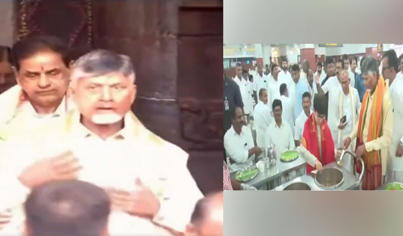 Andhra Pradesh CM Chandrababu Naidu visits Tirupati temple with family