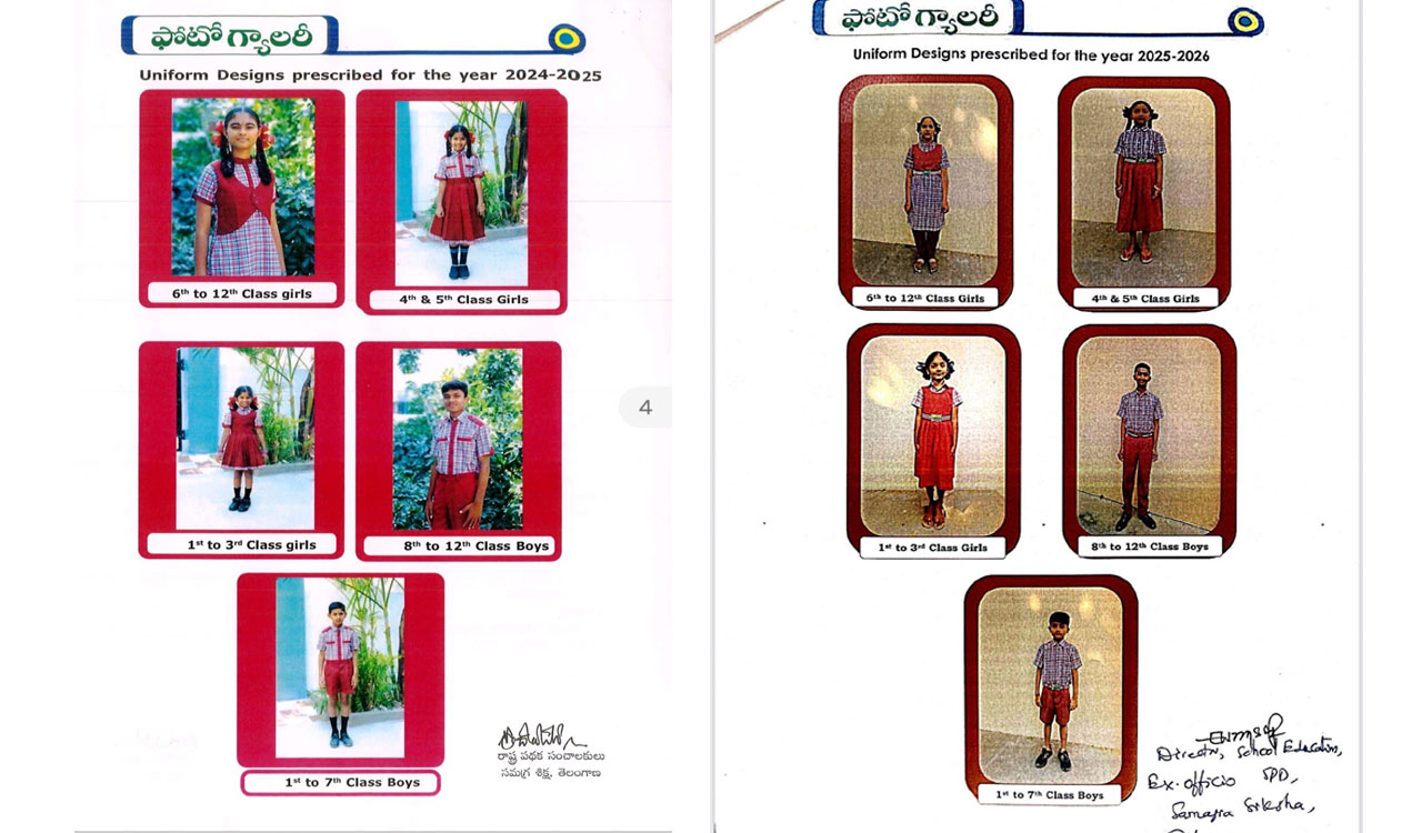 Telangana Congress govt tweaks school uniforms design, makes them dull