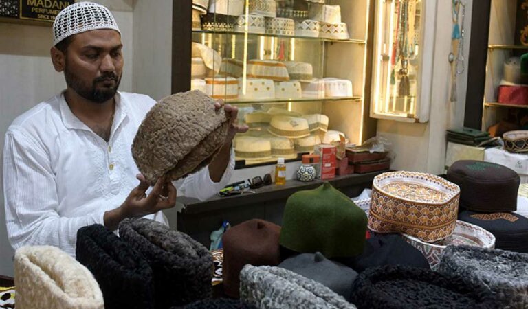 Varied colours and designs of caps, both locally manufactured and imported, are sold in the markets at Pathergatti, Charminar, Mallepally and Borabanda in the run up to Eid ul Fitr