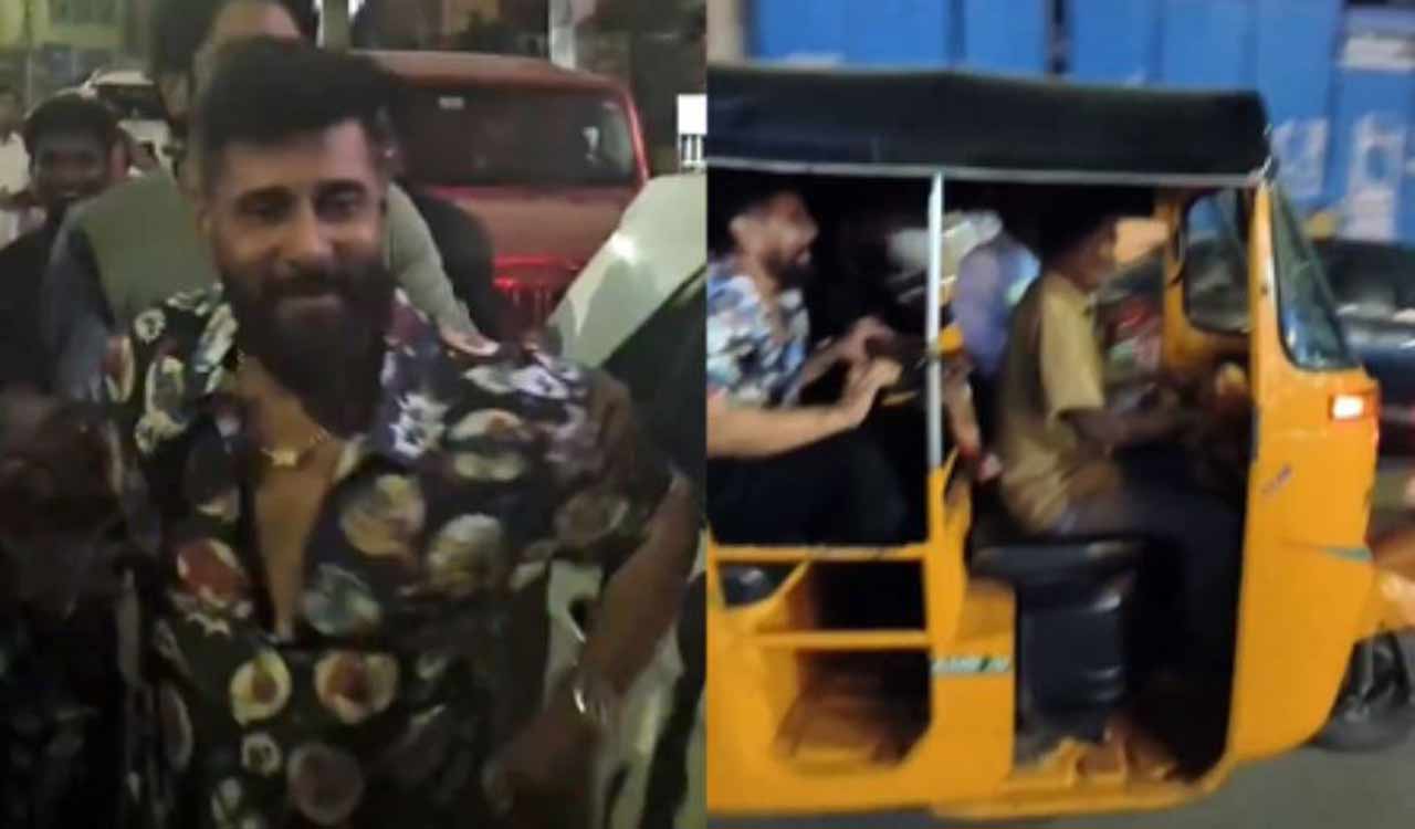 Mobbed by fans, actor Vikram takes auto rickshaw back home