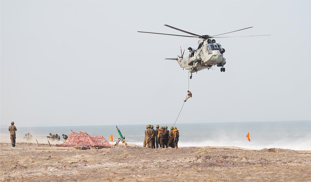 US, Indian troops hold large-scale joint landing drill on Kakinada Beach in Andhra Pradesh