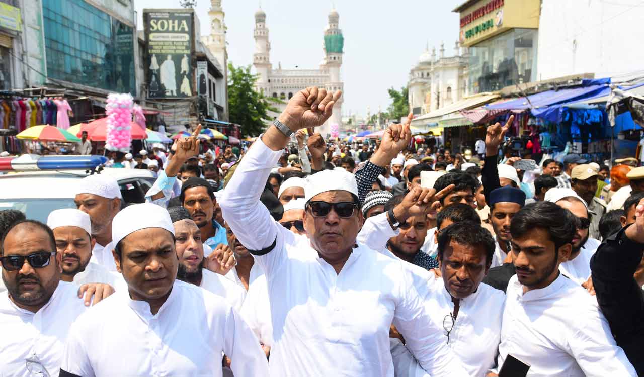 Hyderabad: Muslims protest against Pahalgam attack at Mecca Masjid; Police tighten security