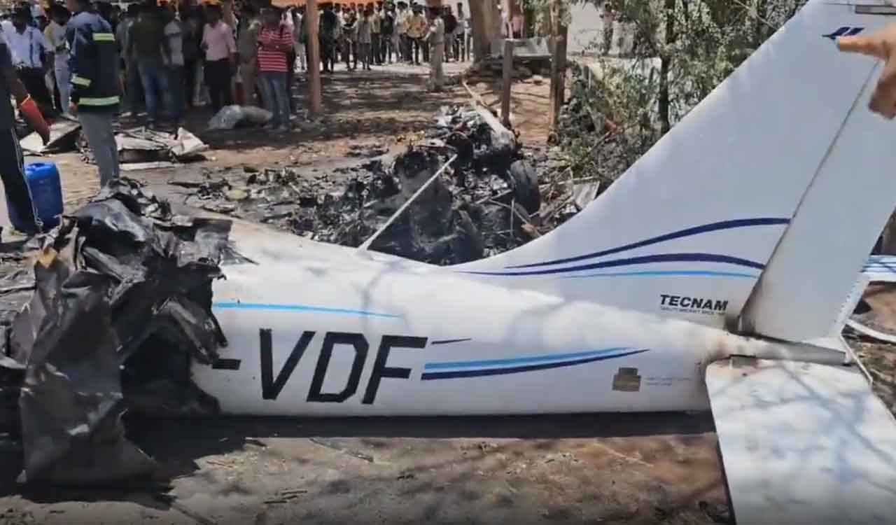 Watch: Private training aircraft crashes in Gujarat’s Amreli, pilot killed