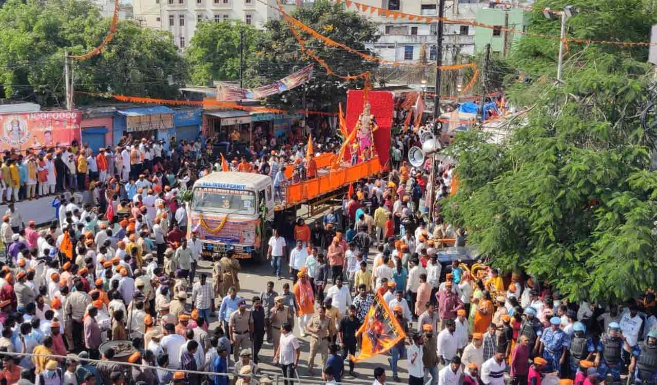 Hyderabad: Massive turnout for Sri Ramanavami Shobha Yatra; Tight security in place