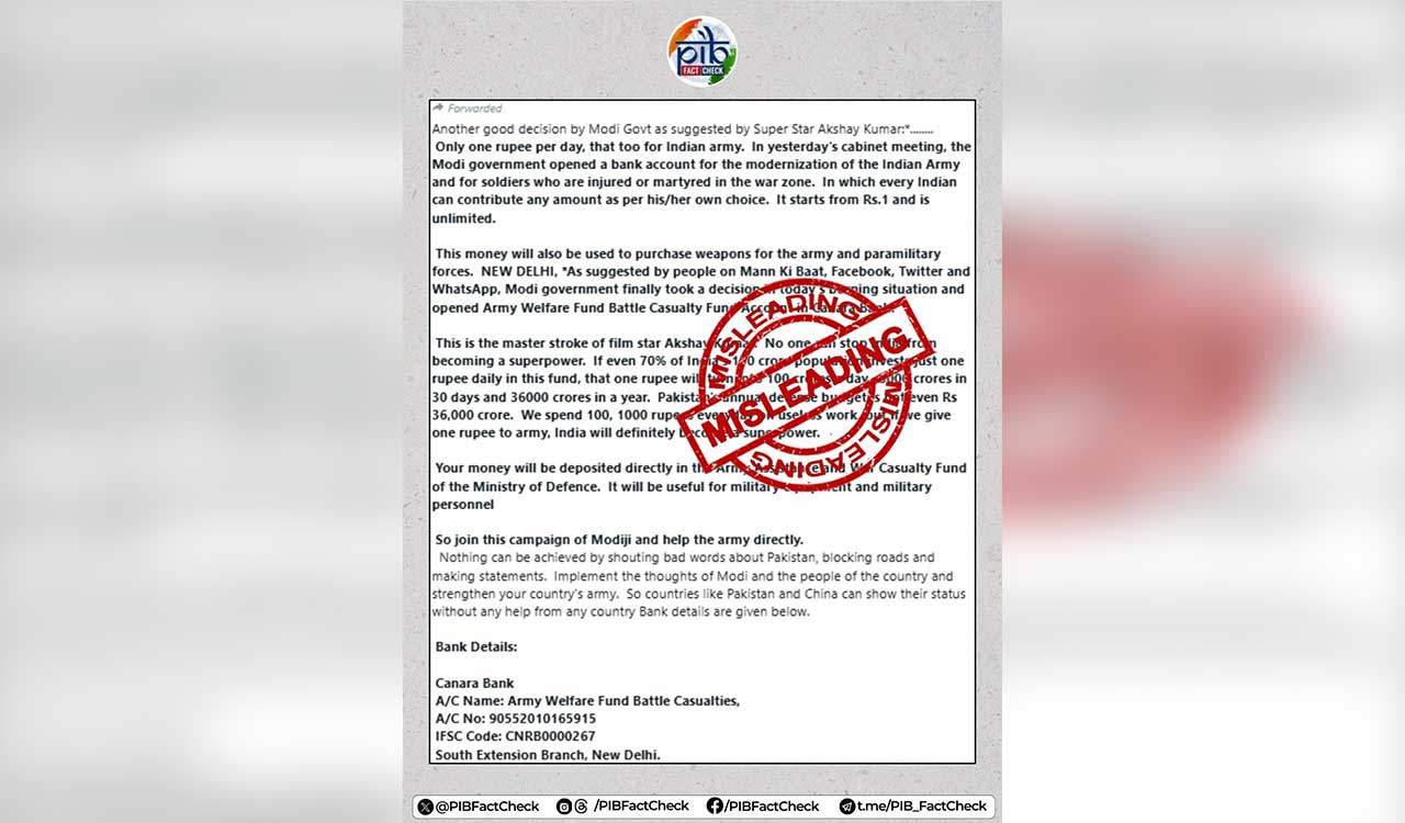 Govt issues warning over misleading WhatsApp message on donation to Indian Army