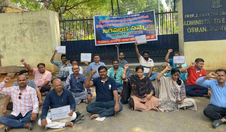 Universities' contract teaching staff stage protest demanding regularisation
